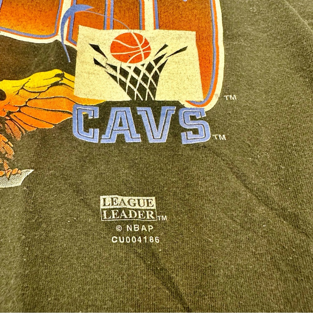90s Cleveland Cavaliers Vintage Black 100% Cotton NBA Basketball T-Shirt, XL - Picture 3 of 5